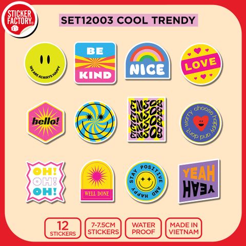  SET12003 COOL TRENDY – Set 12 Die Cut Sticker Pack 