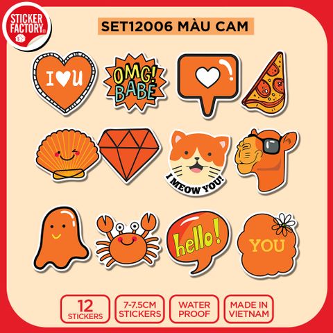  SET12006 MÀU CAM – Set 12 Die Cut Sticker Pack 