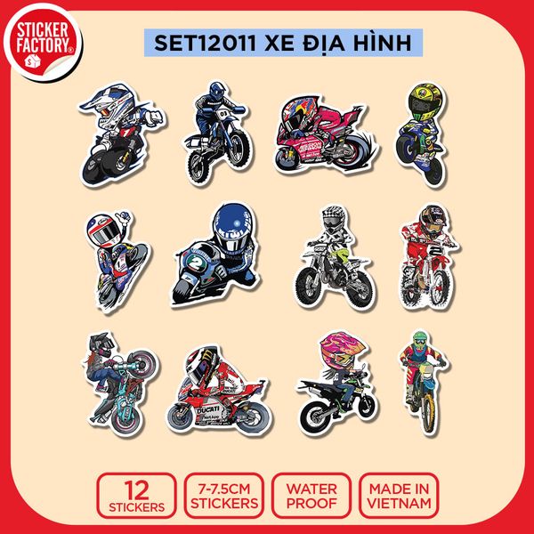 Sticker Xe Rto SET12011 XE ĐỊA HÌNH – Set 12 Die Cut Sticker Pack – Sticker Factory