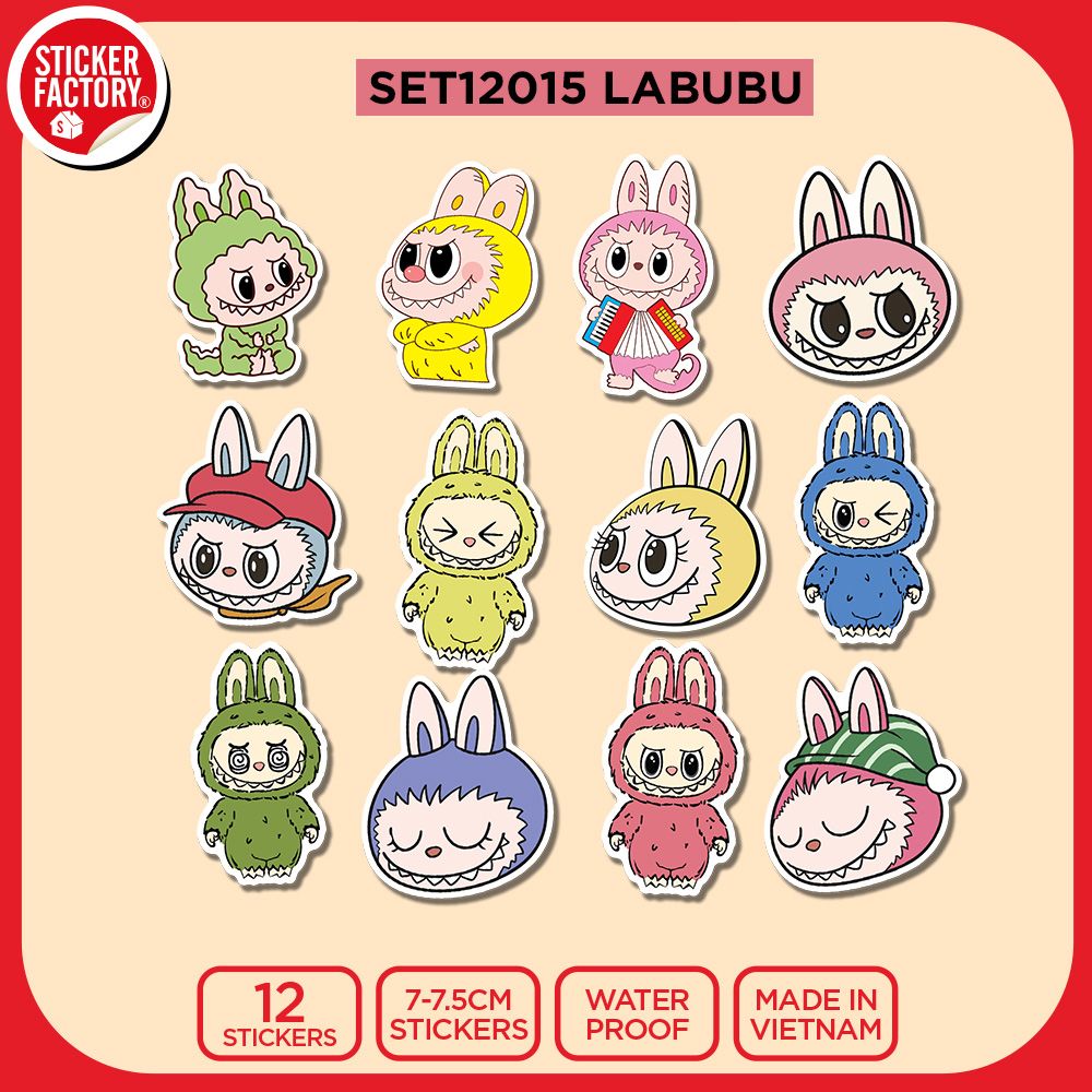 SET12015 LABUBU – Set 12 Die Cut Sticker Pack
