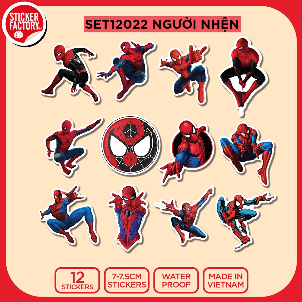 SET12022 NGƯỜI NHỆN – Set 12 Die Cut Sticker Pack