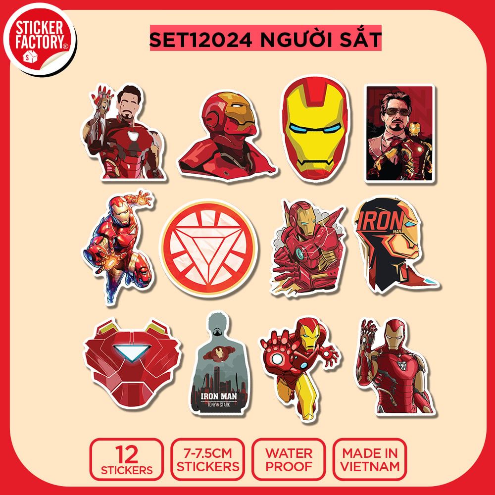 SET12024 NGƯỜI SẮT – Set 12 Die Cut Sticker Pack