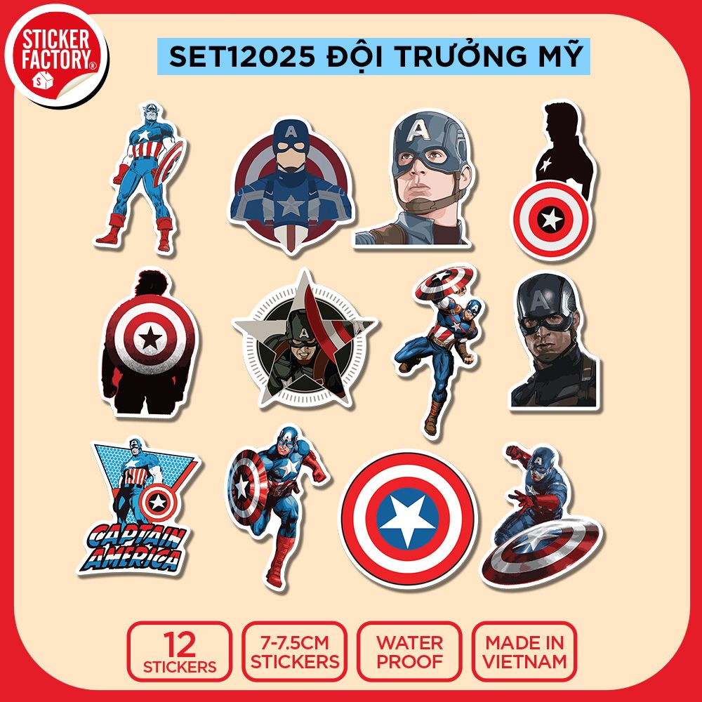 SET12025 ĐỘI TRƯỞNG MỸ – Set 12 Die Cut Sticker Pack