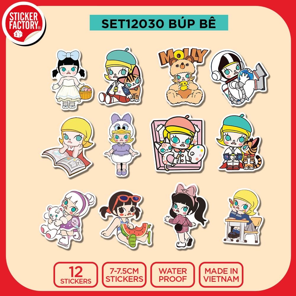 SET12030 BÚP BÊ – Set 12 Die Cut Sticker Pack