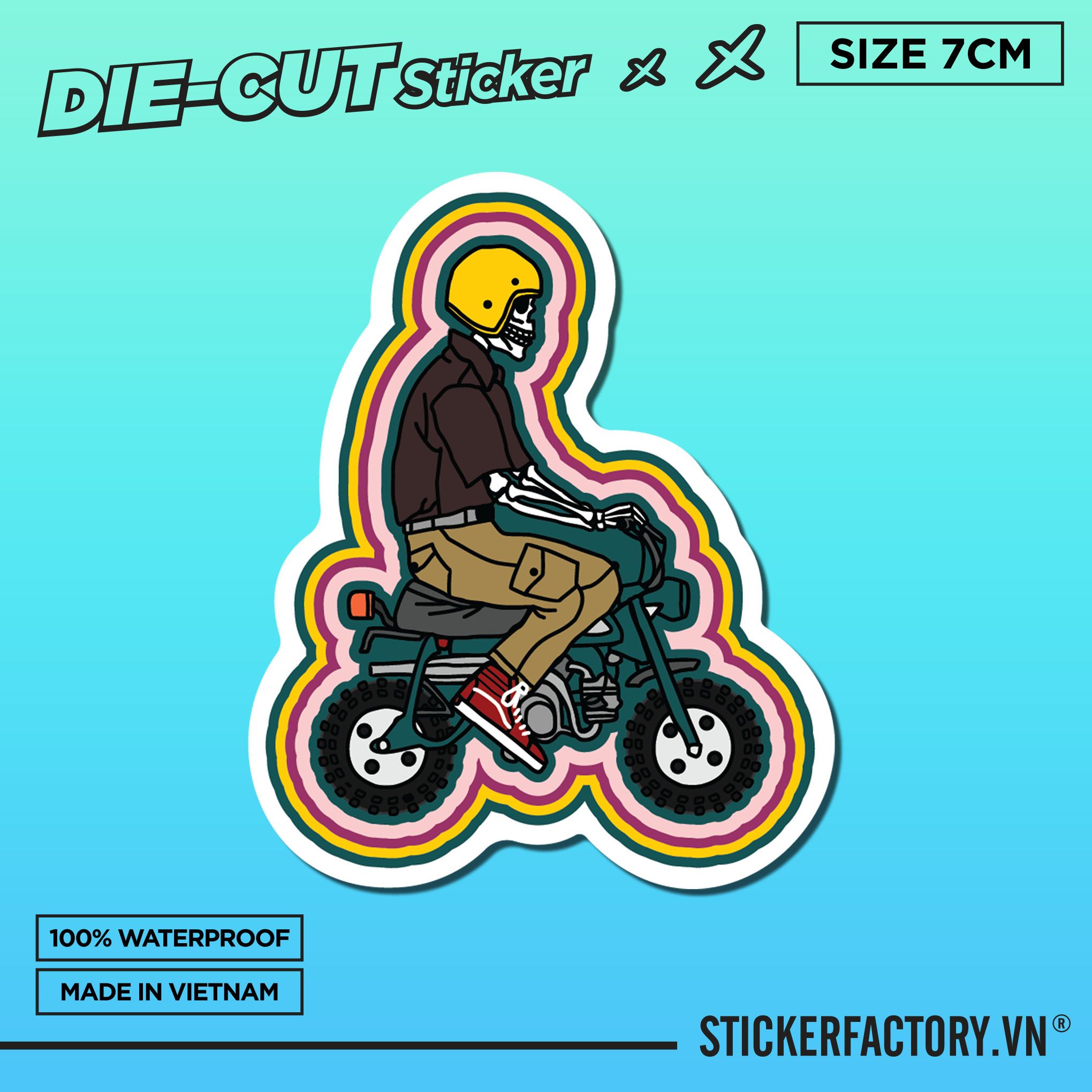 SKELETON BIKER 7cm - Sticker Die-cut hình dán cắt rời