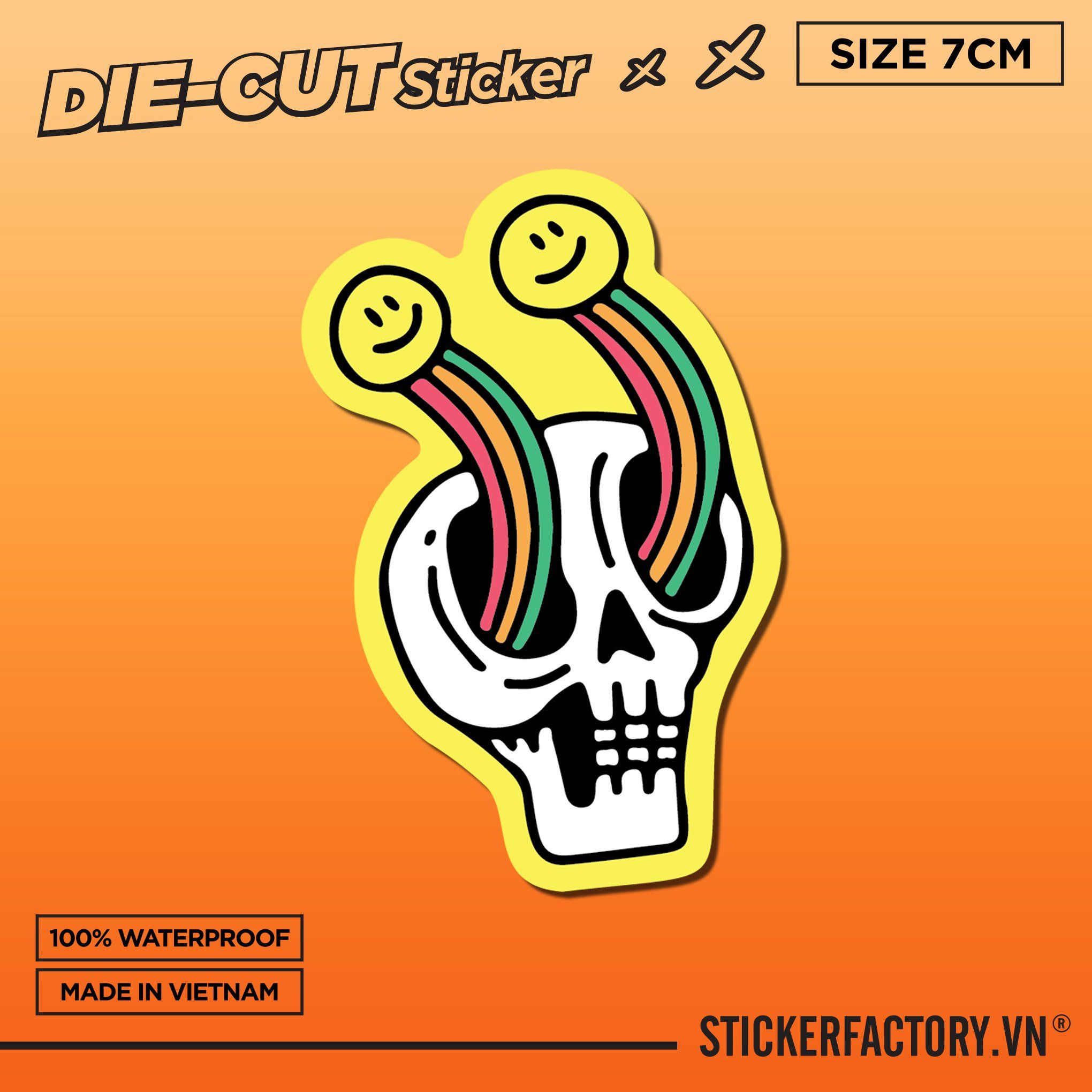 SMILE RAINBOW SKULL 7cm - Sticker Die-cut hình dán cắt rời