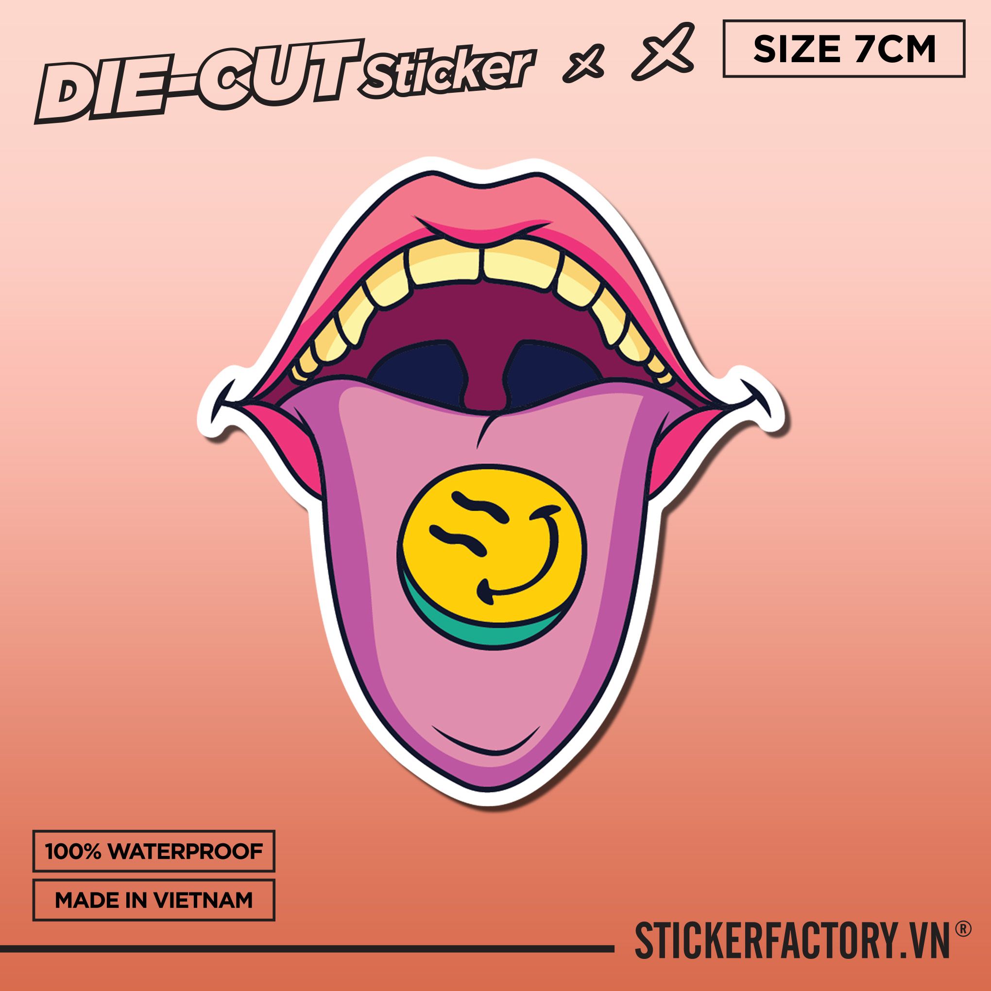 SMILEY TONGUE 7cm - Sticker Die-cut hình dán cắt rời