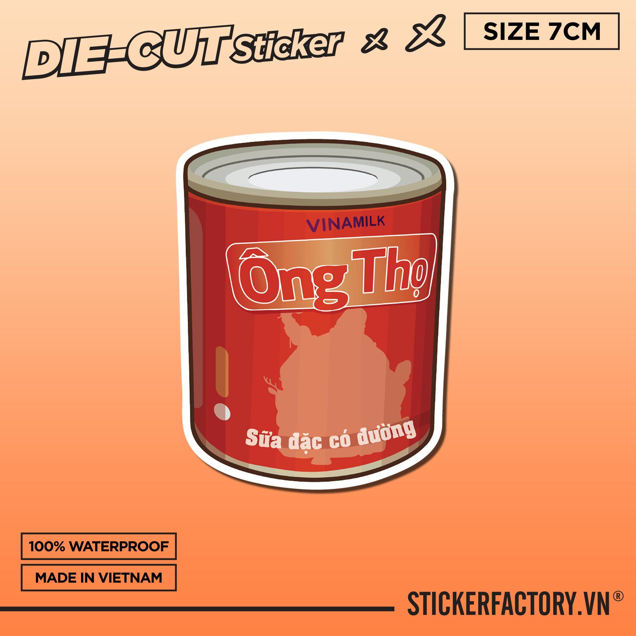 LON SỮA ĐẶC ÔNG THỌ 7cm - Sticker Die-cut hình dán cắt rời
