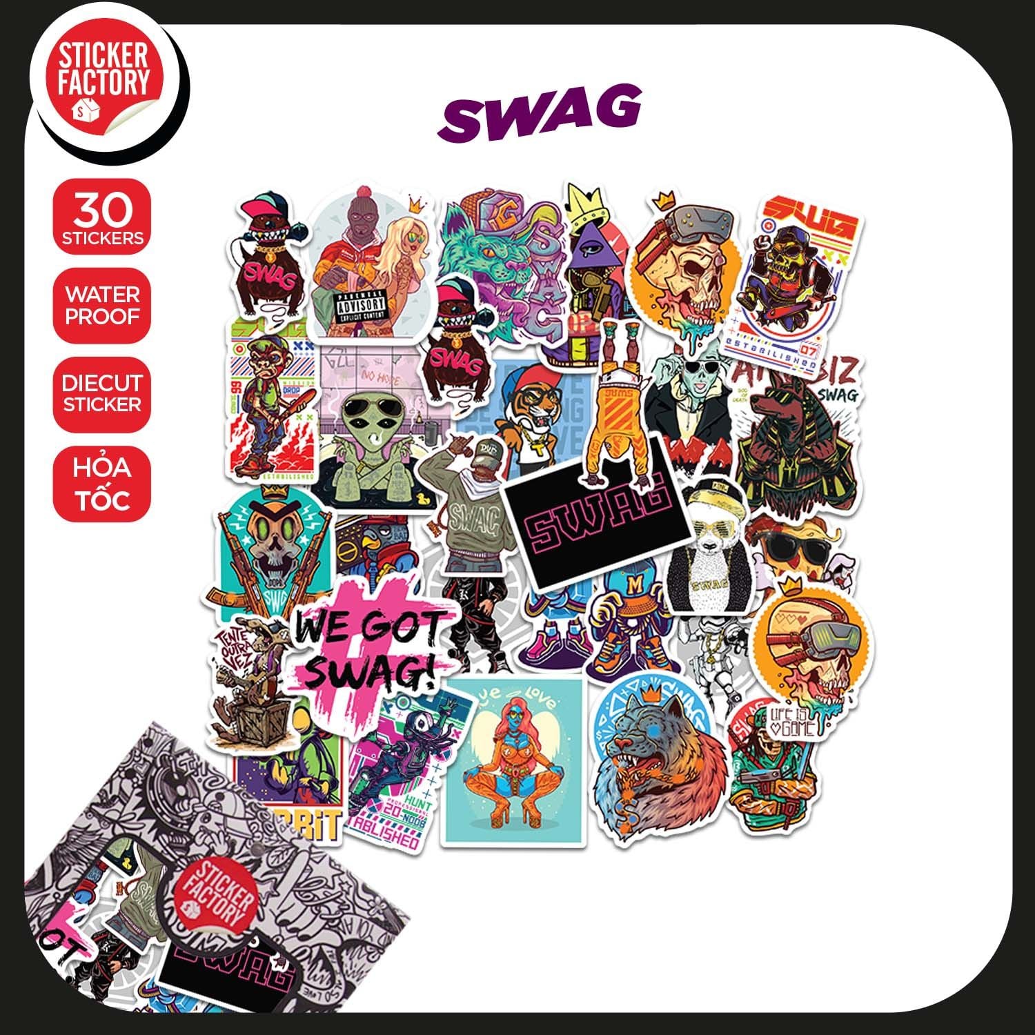 Swag - Set 30 sticker hình dán
