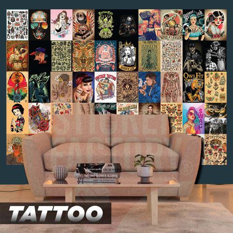  TATTOO - Set 50 Poster A4 dán tường trang trí 