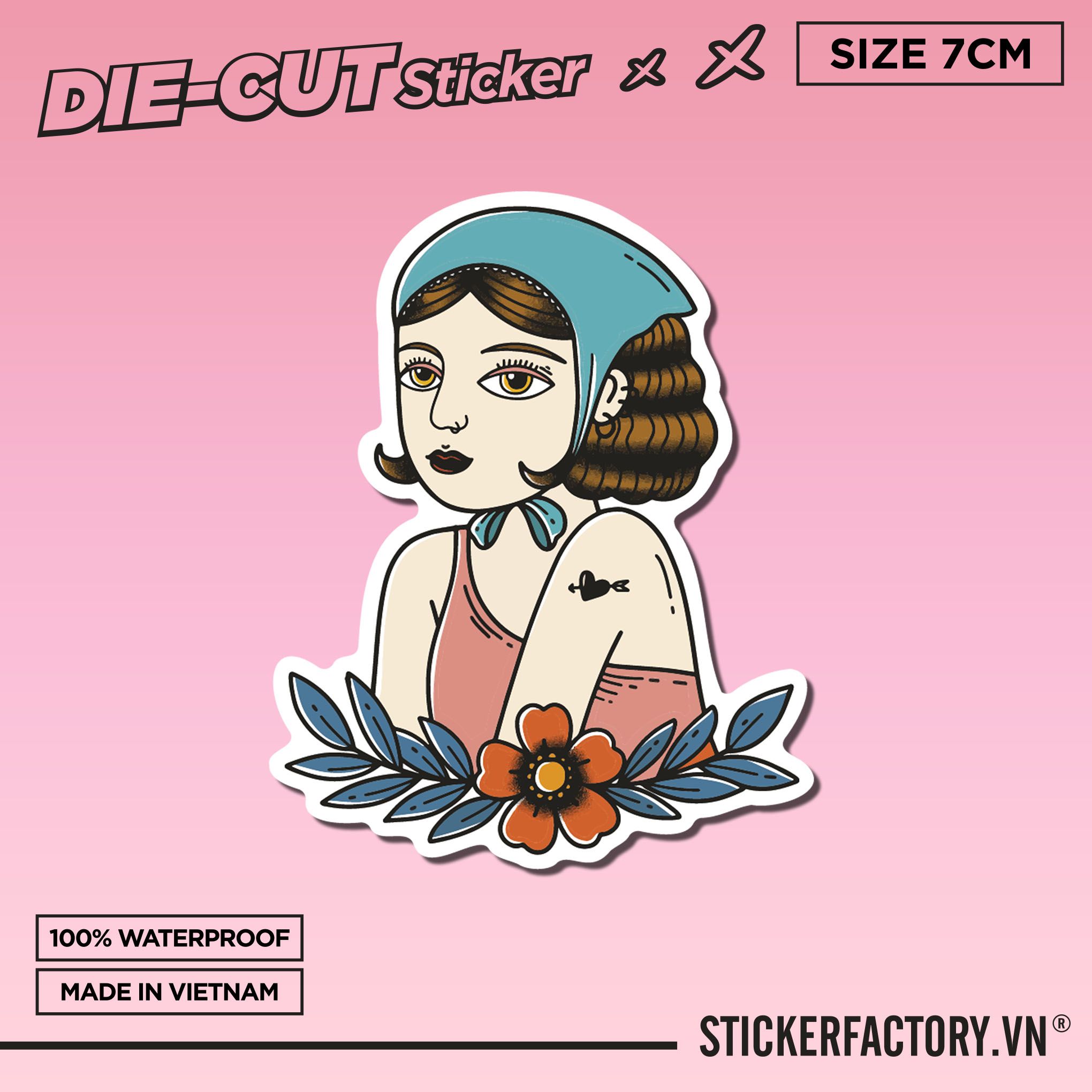 TATTOO GIRL 7cm - Sticker Die-cut hình dán cắt rời