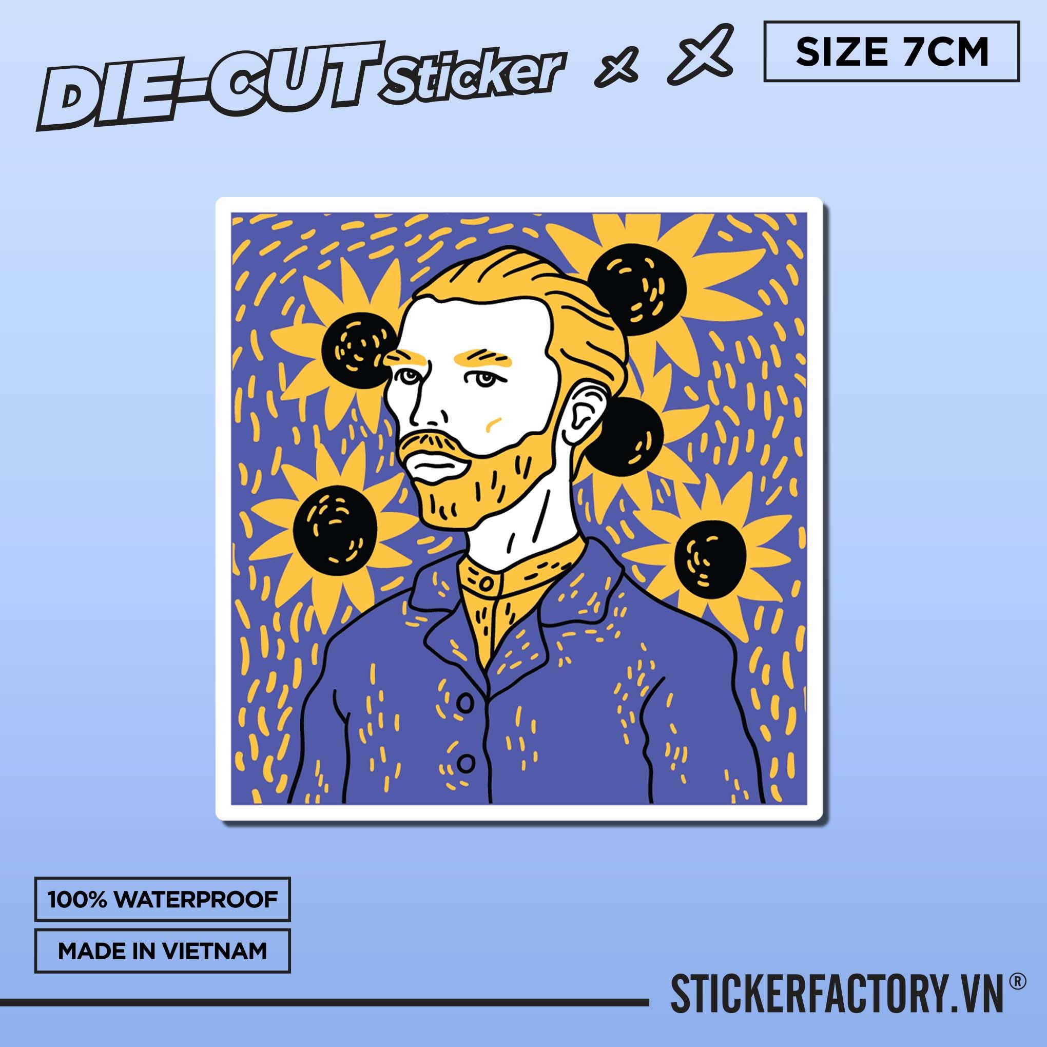 VINCENT VAN GOGH PORTRAIT 7cm - Sticker Die-cut hình dán cắt rời
