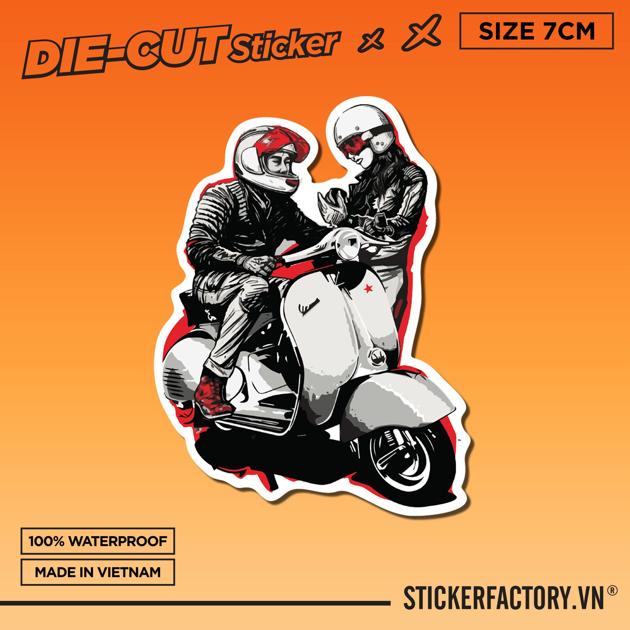 VESPA COUPLE 7cm - Sticker Die-cut hình dán cắt rời
