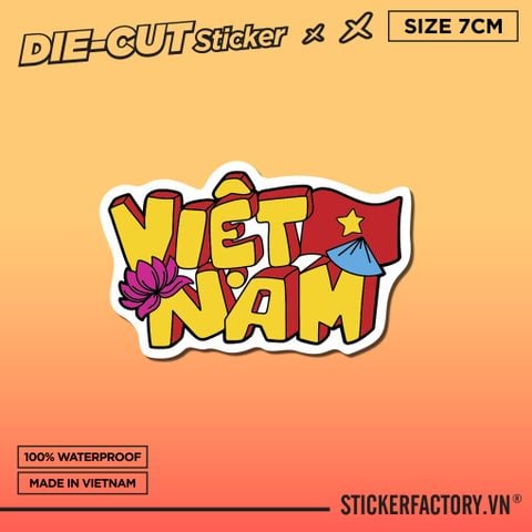  VIỆT NAM 7cm - Sticker Die-cut hình dán cắt rời 