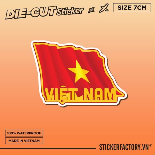  VIETNAM FLAG 7cm - Sticker Die-cut hình dán cắt rời 