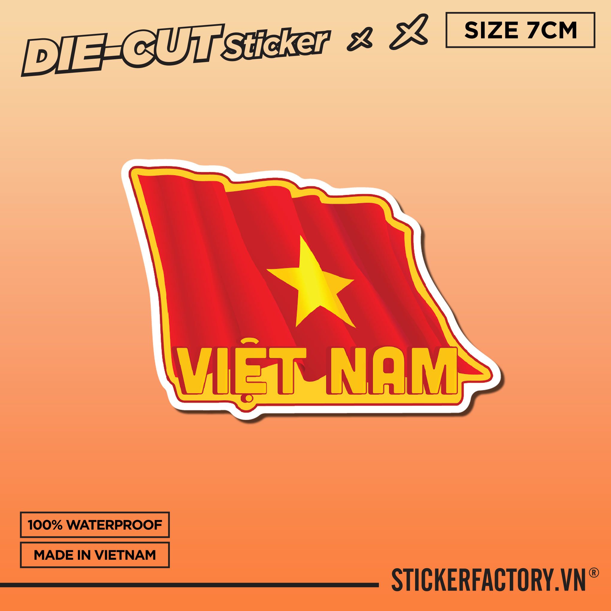 VIETNAM FLAG 7cm - Sticker Die-cut hình dán cắt rời