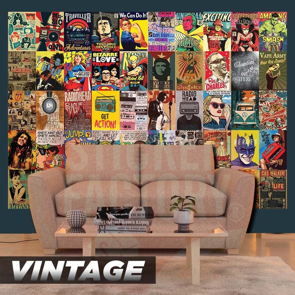 VINTAGE - Set 50 Poster A4 dán tường trang trí