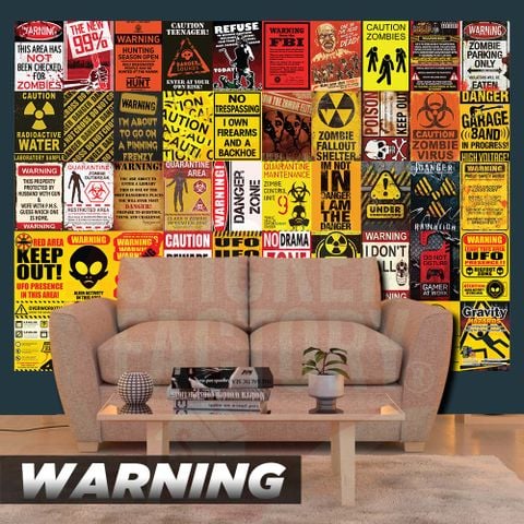  WARNING - Set 50 Poster A4 dán tường trang trí 