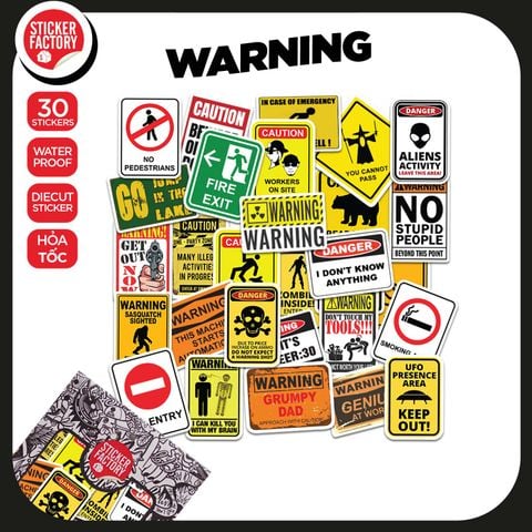  Warning - Set 30 sticker hình dán 
