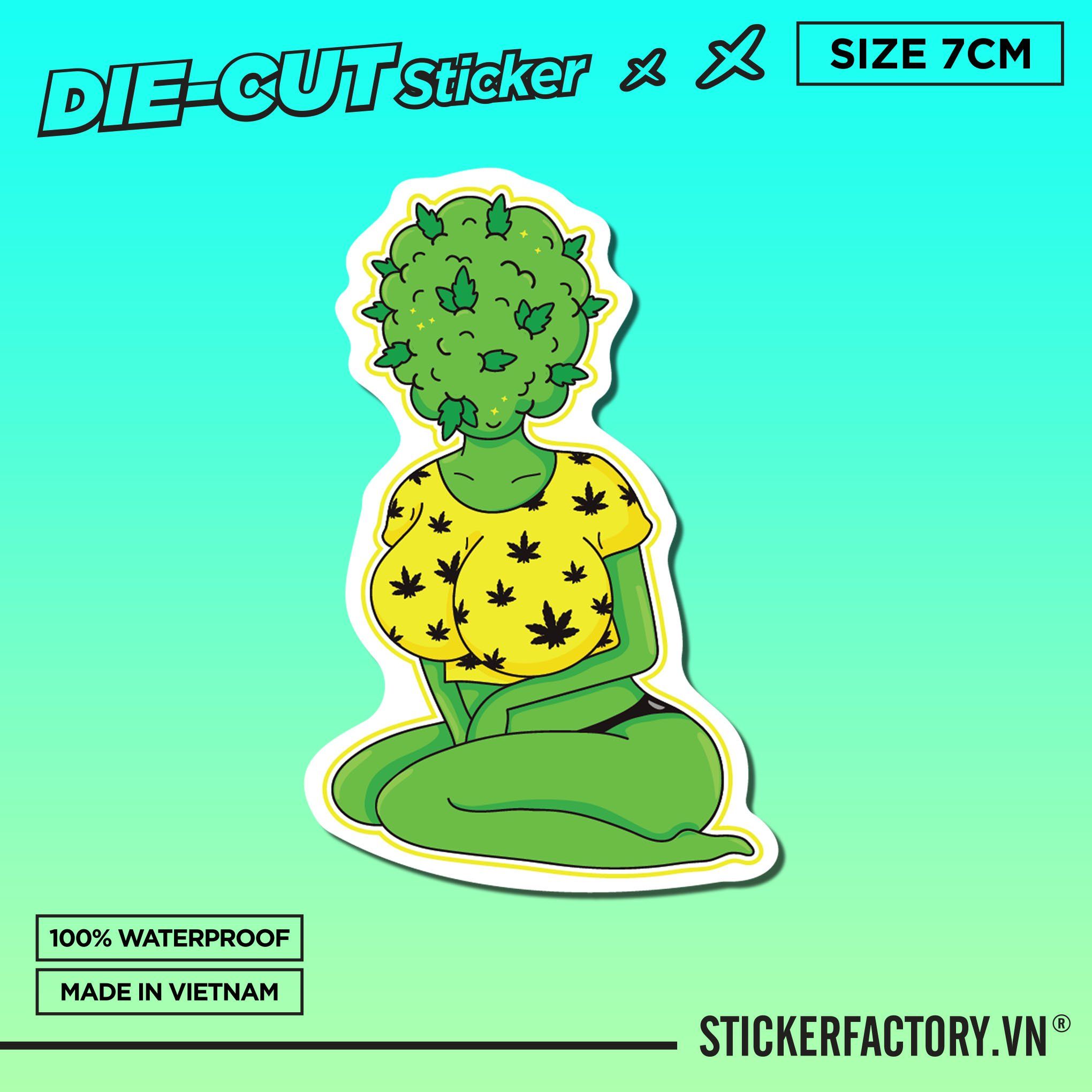 WEED BUD HEAD WOMAN 7cm - Sticker Die-cut hình dán cắt rời