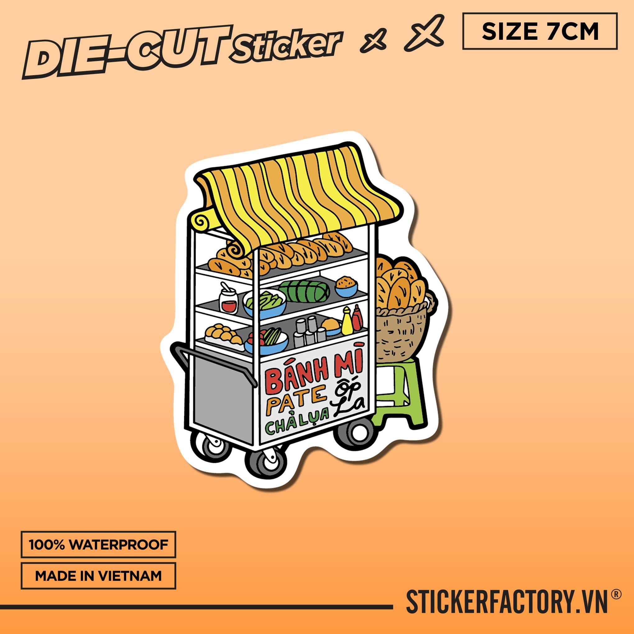 XE BÁNH MÌ 7cm - Sticker Die-cut hình dán cắt rời