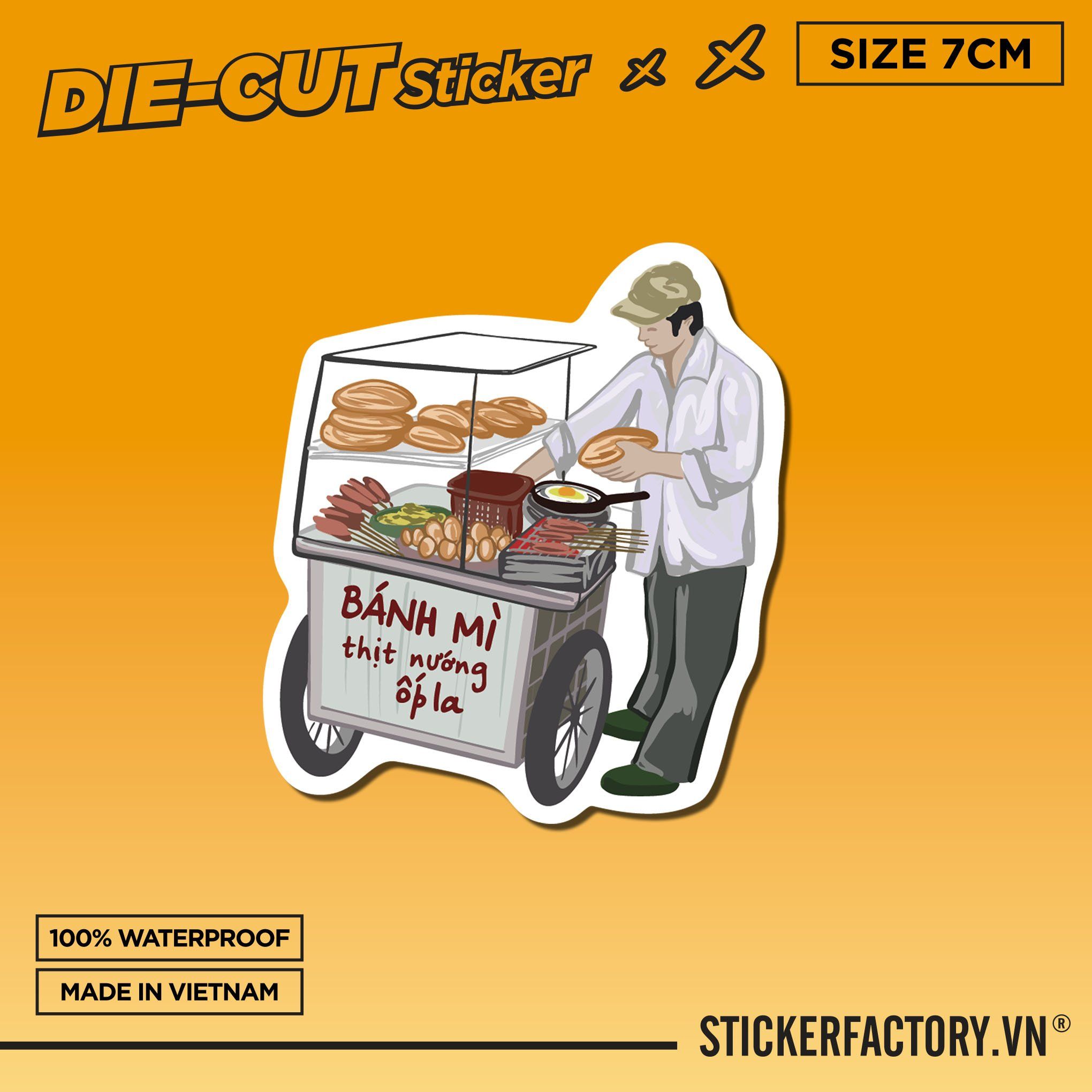 XE BÁN BÁNH MÌ THỊT NƯỚNG - Sticker Die-cut hình dán cắt rời