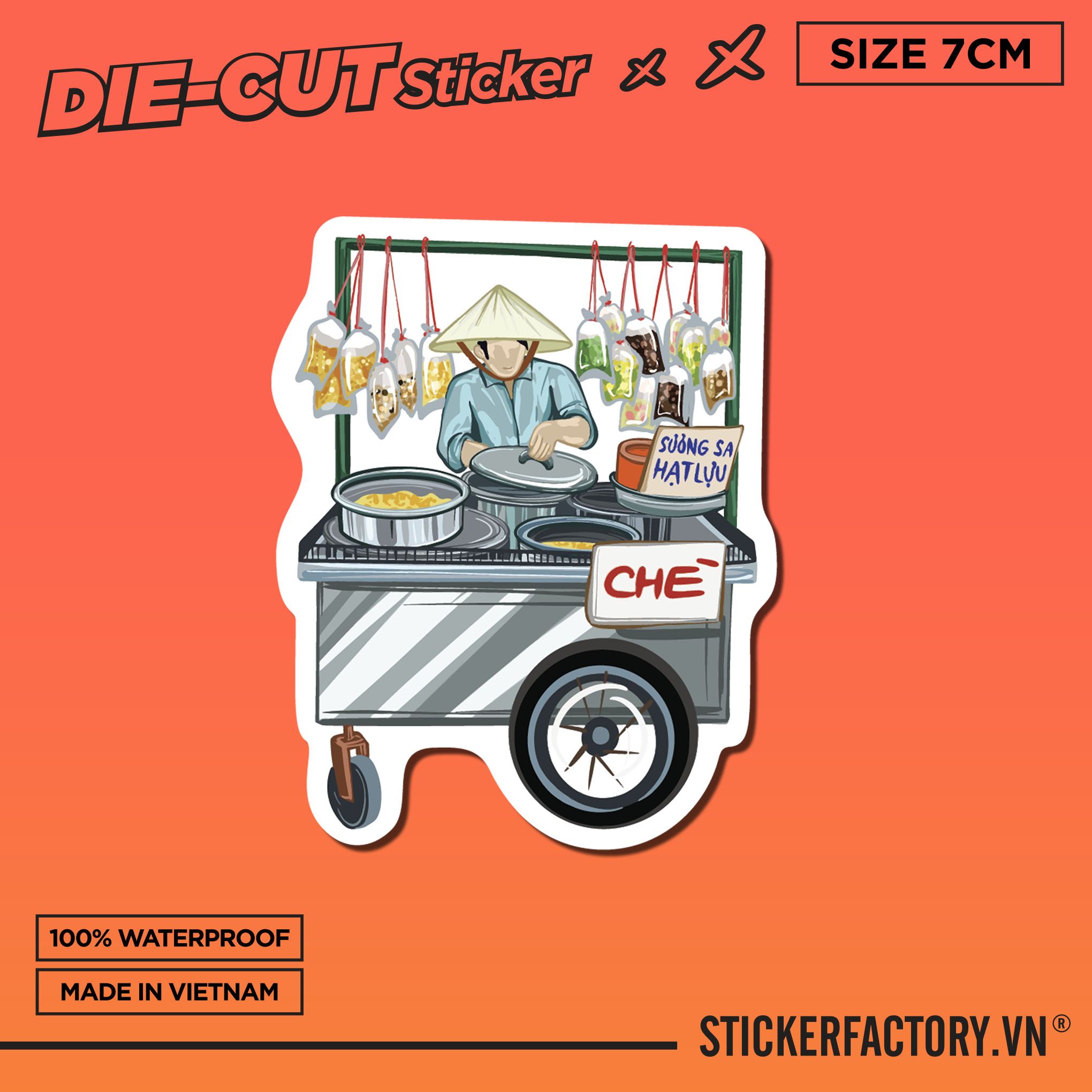 XE BÁN CHÈ 7cm - Sticker Die-cut hình dán cắt rời
