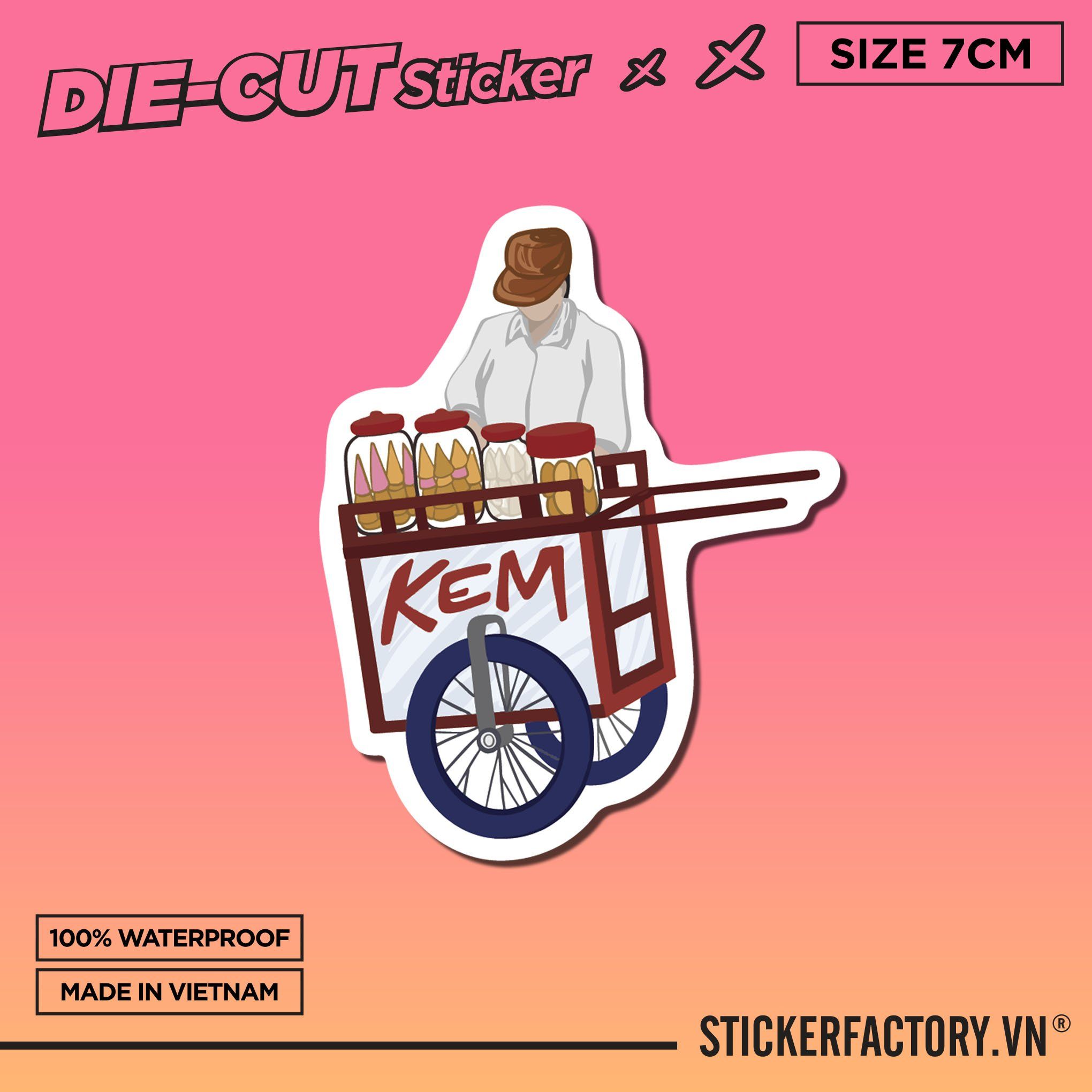 XE BÁN KEM 7cm - Sticker Die-cut hình dán cắt rời