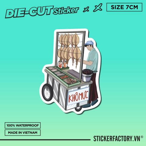  XE BÁN KHÔ MỰC 7cm - Sticker Die-cut hình dán cắt rời 