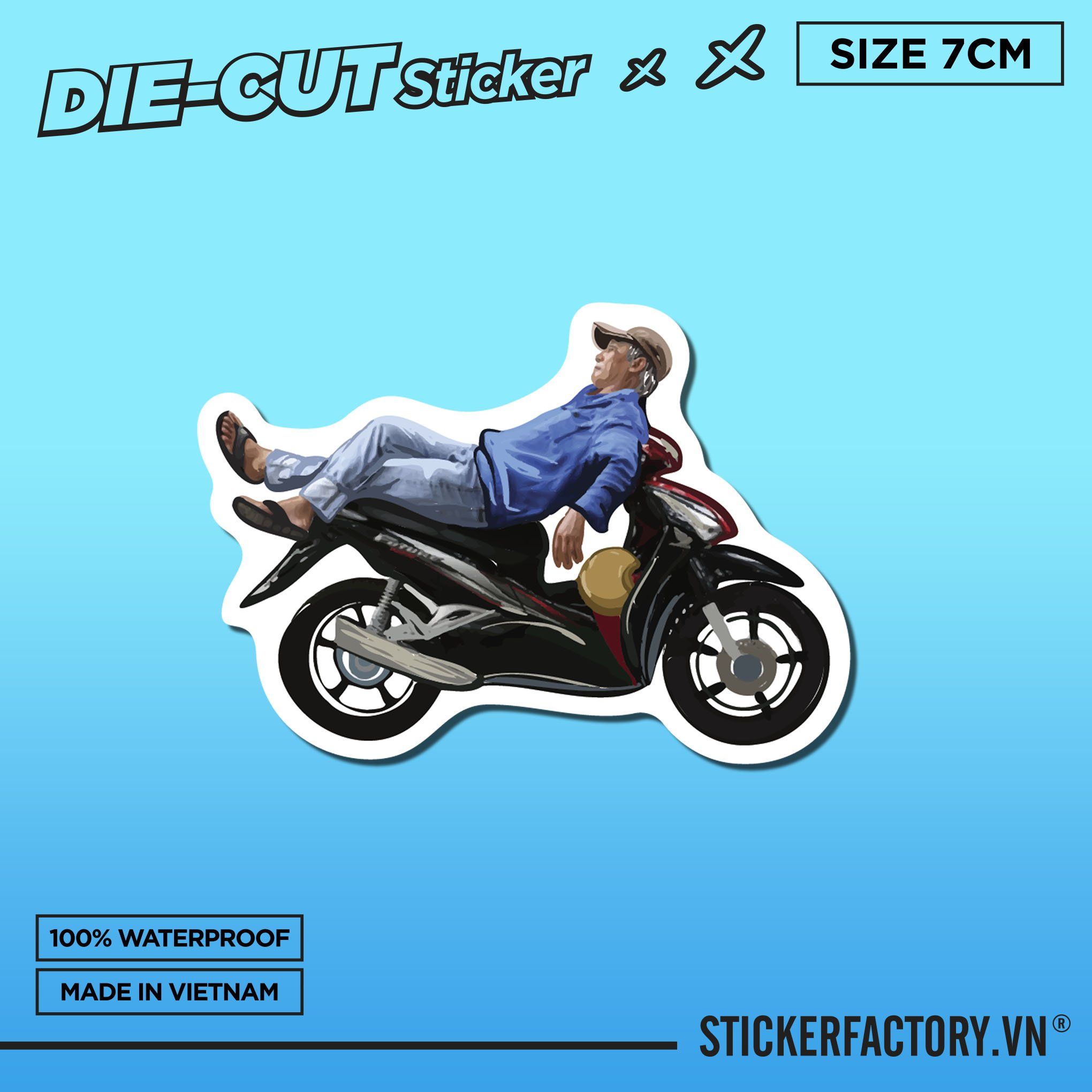 XE ÔM 7cm - Sticker Die-cut hình dán cắt rời