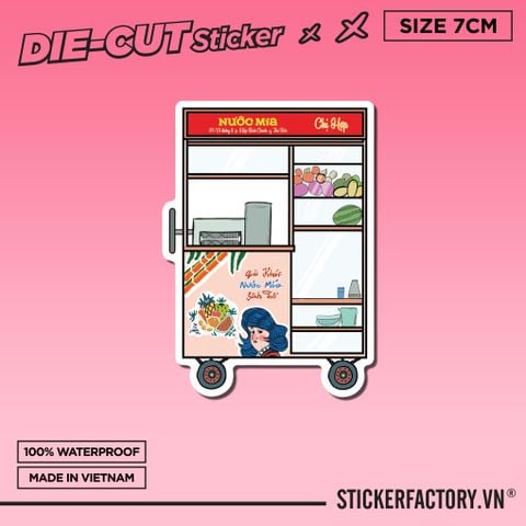  XE NƯỚC MÍA 7cm - Sticker Die-cut hình dán cắt rời 