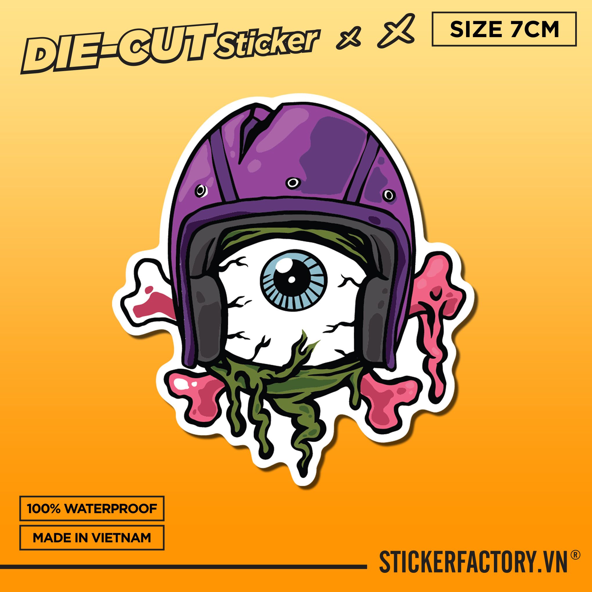ZOMBIE EYE HELMET 7cm - Sticker Die-cut hình dán cắt rời