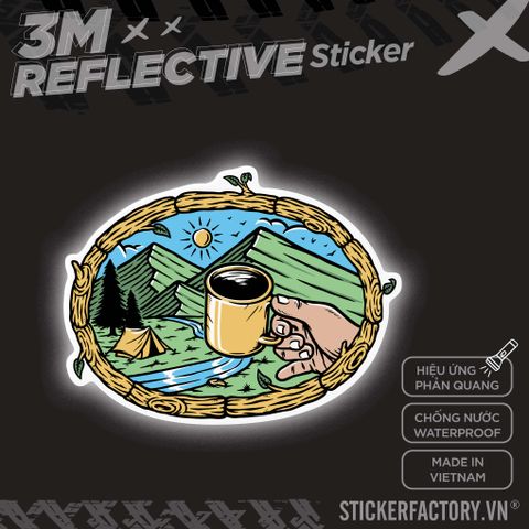  ENJOYING COFFEE IN THE MOUNTAINS 3M - Reflective Sticker Die-cut 