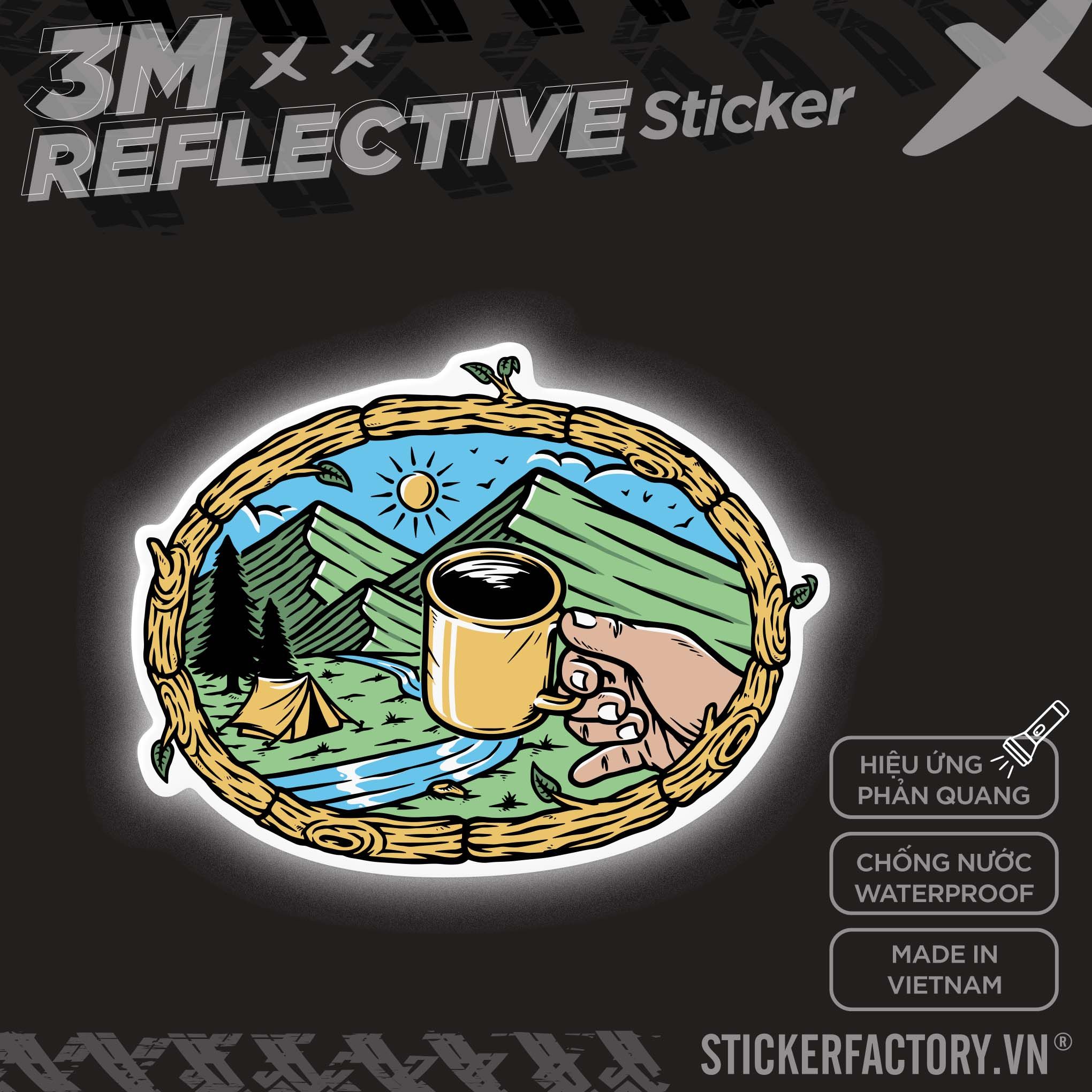 ENJOYING COFFEE IN THE MOUNTAINS 3M - Reflective Sticker Die-cut