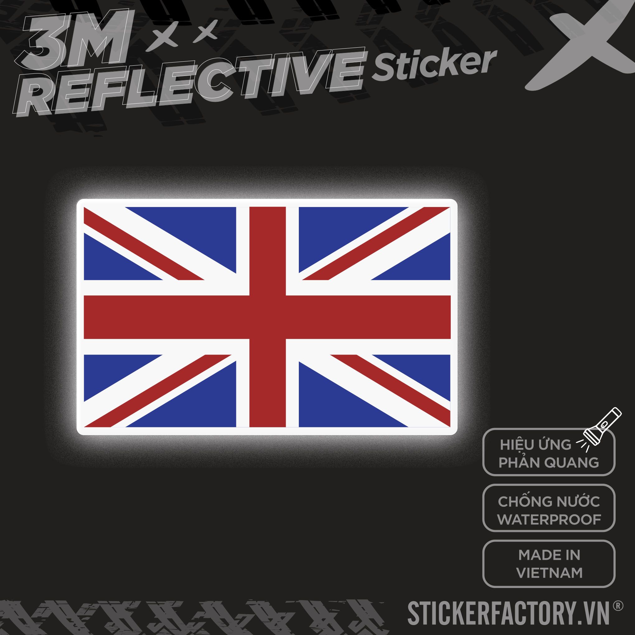 UK FLAG 3M - Reflective Sticker Die-cut