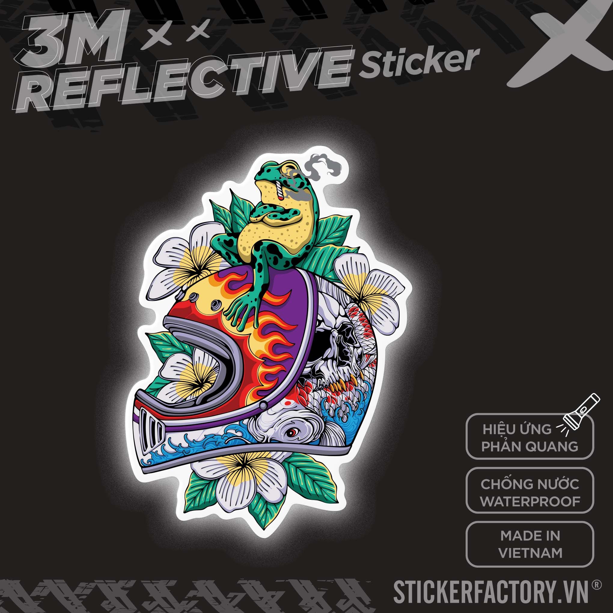 SMOKING FROG RETRO HELMET 3M - Reflective Sticker Die-cut