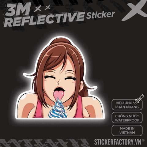  GIRL ANIME ICE-CREAM 3M - Reflective Sticker Die-cut 