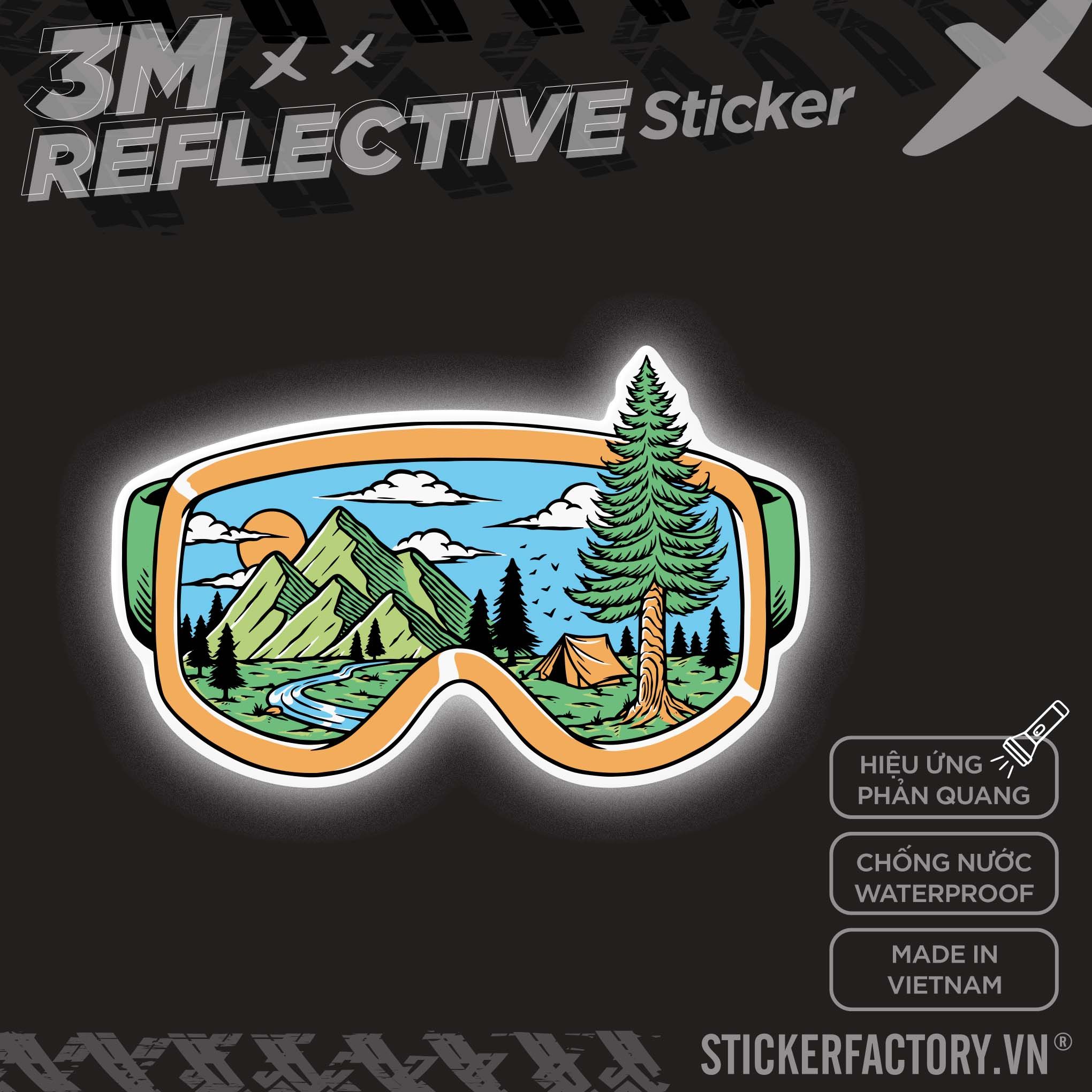 MOUNTAIN VIEW IN A GOGGLE 3M - Reflective Sticker Die-cut