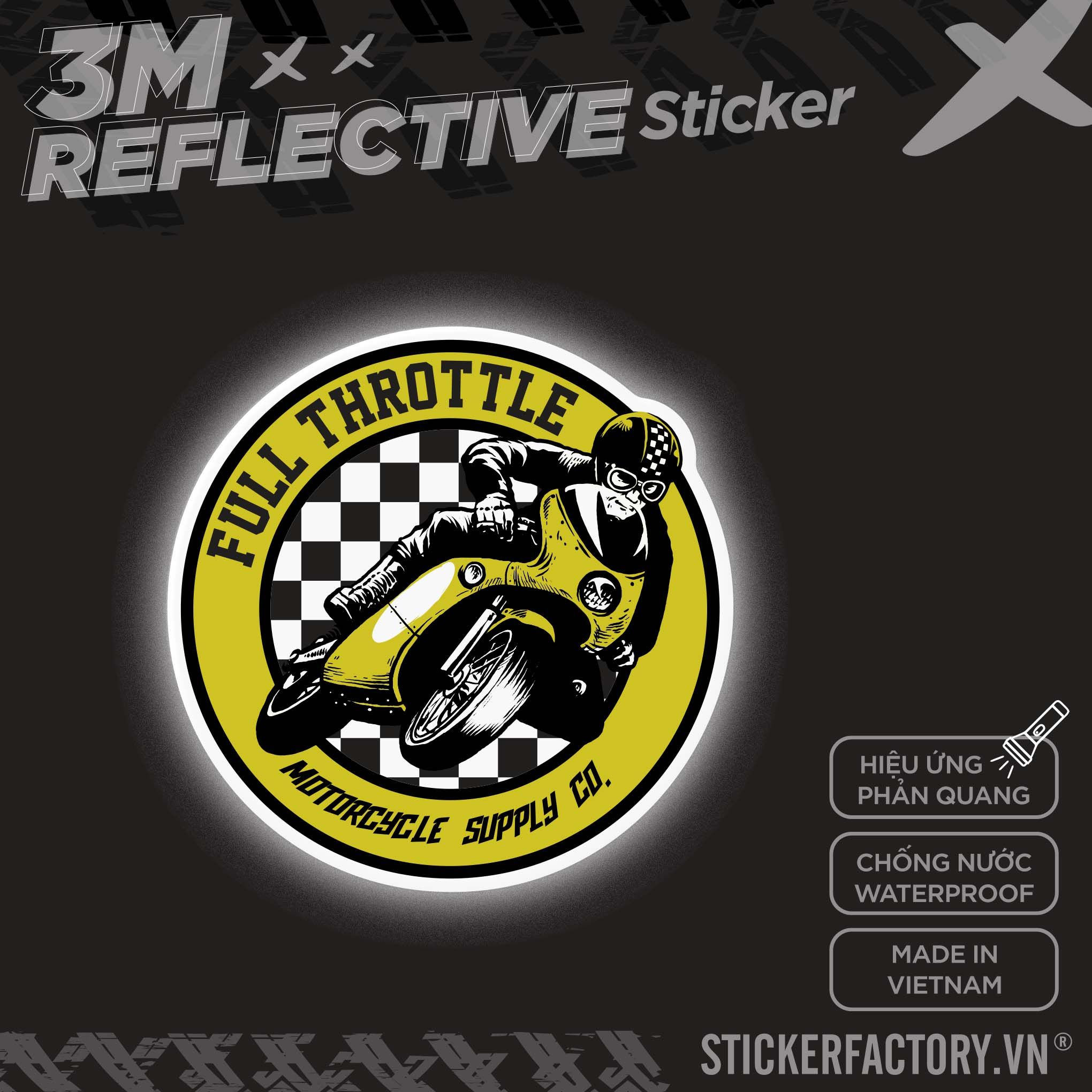 FULL THROTTLE MOTORCYCLE LOGO 3M - Reflective Sticker Die-cut