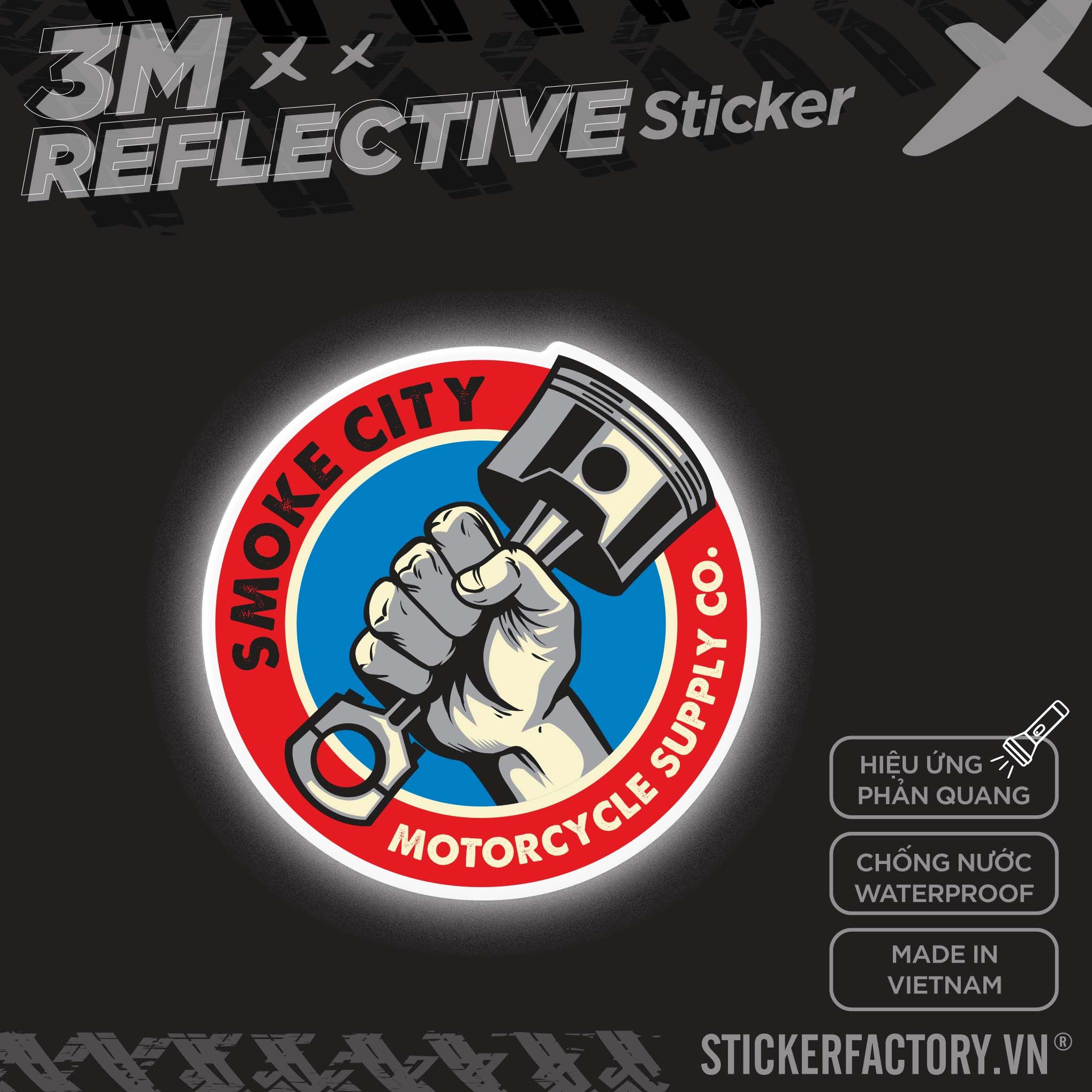 SMOKE CITY MOTORCYCLE LOGO 3M - Reflective Sticker Die-cut