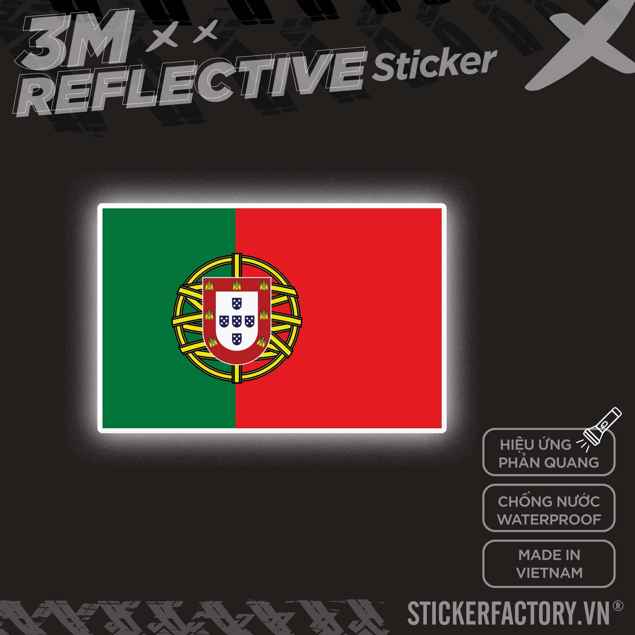 PORTUGAL FLAG 3M - Reflective Sticker Die-cut