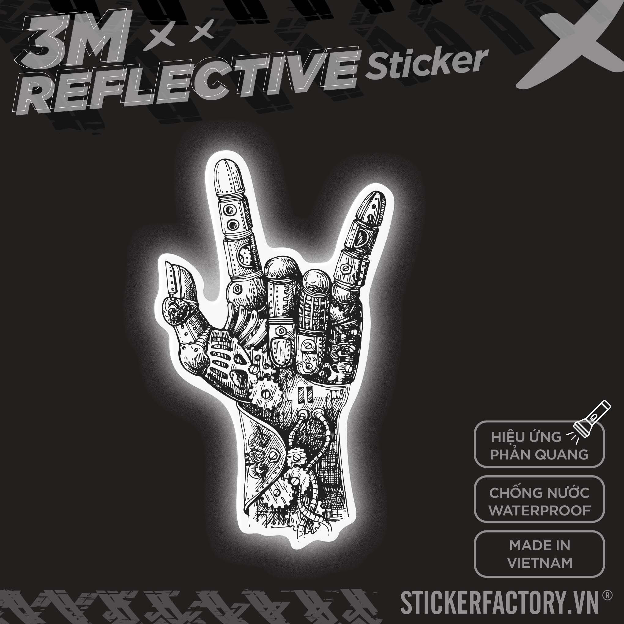 ROCK HAND MACHINE 3M - Reflective Sticker Die-cut