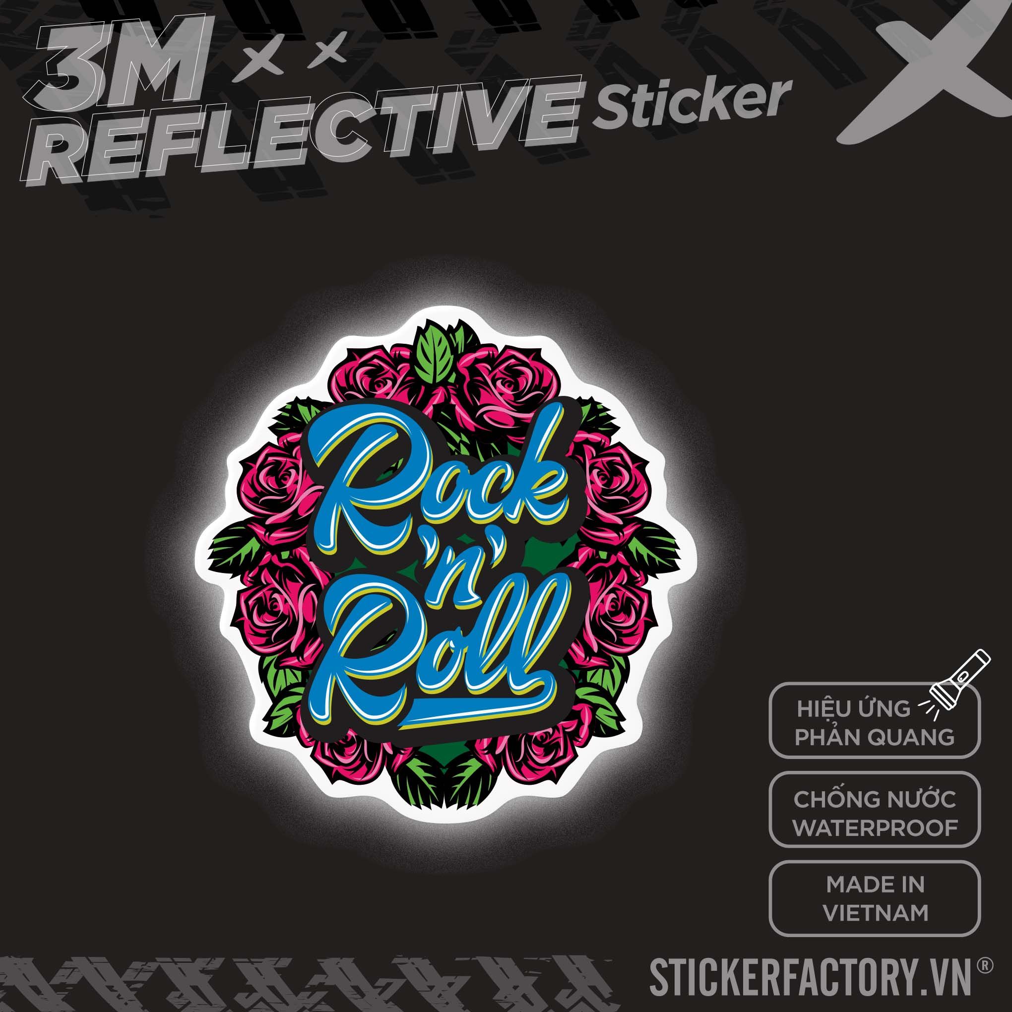 ROCK N ROLL 3M - Reflective Sticker Die-cut