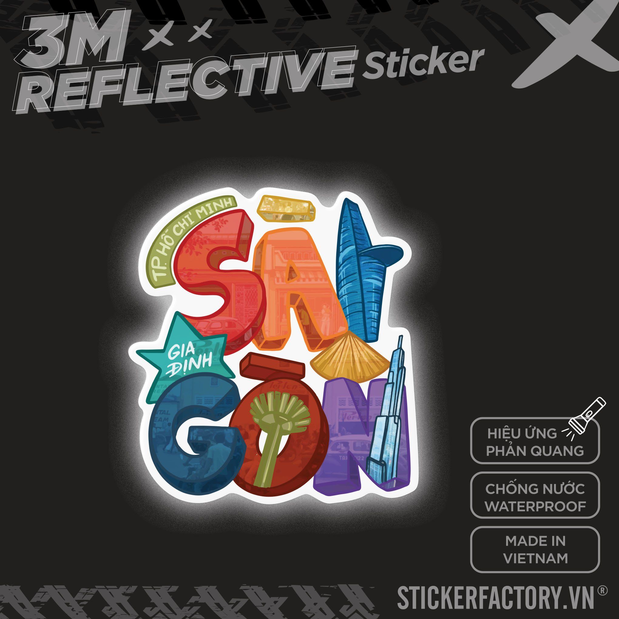 SAIGON TYPOGRAPHY 3M - Reflective Sticker Die-cut