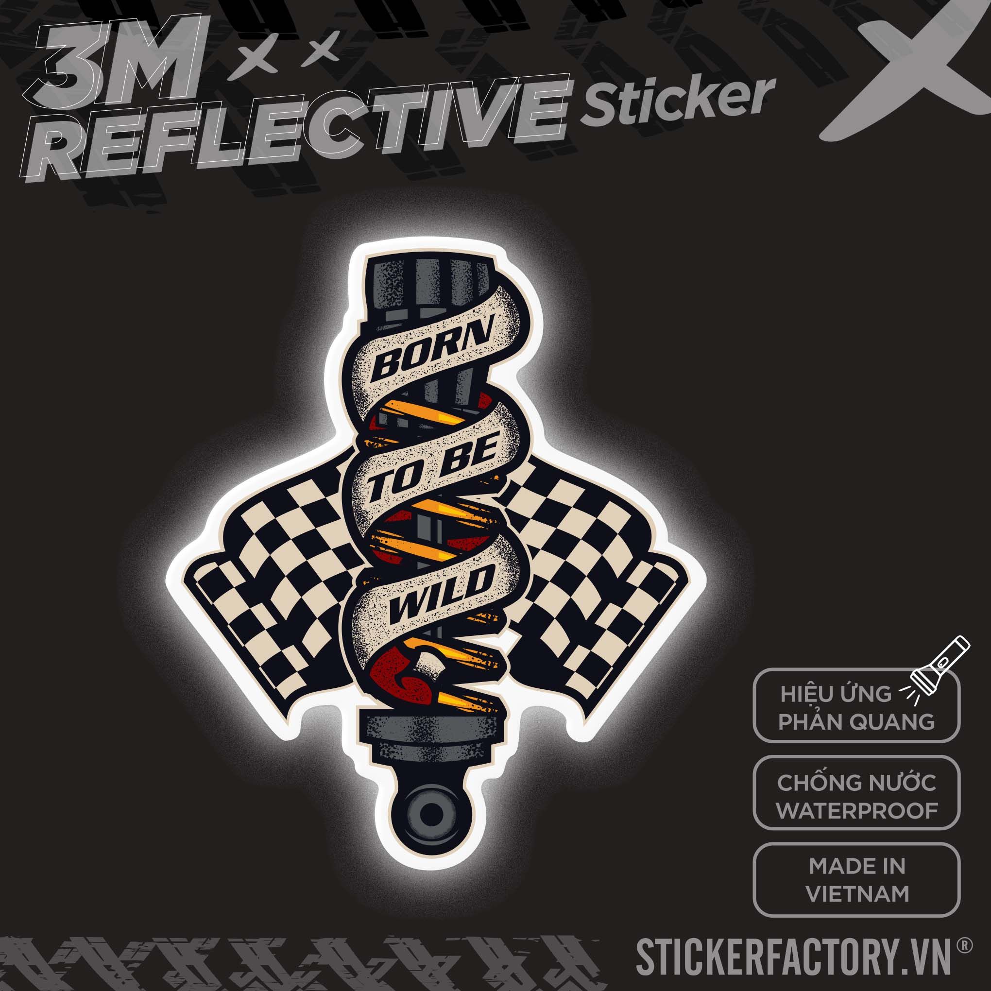 BORN TO BE WILD SPARK PLUG 3M - Reflective Sticker Die-cut