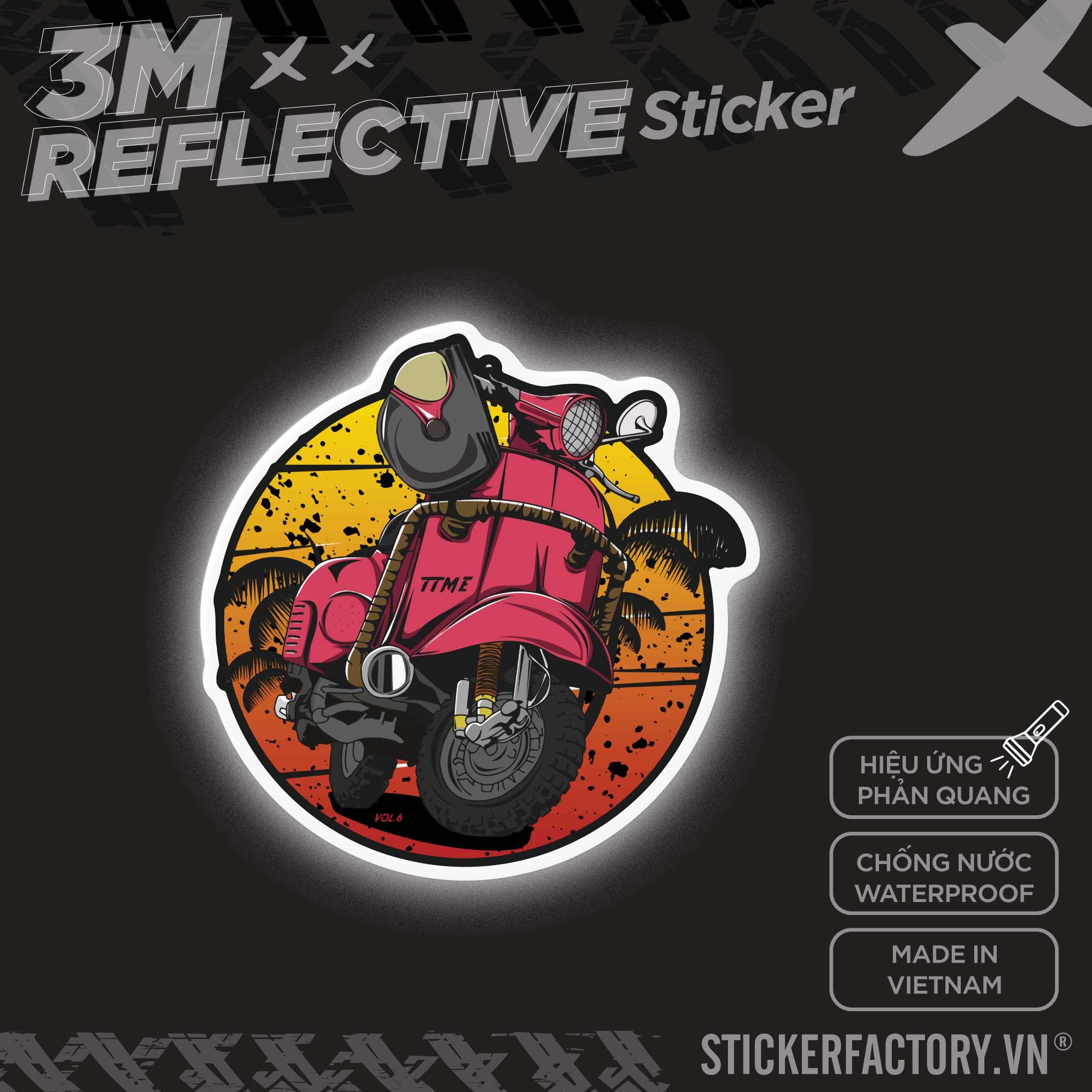 VESPA VINTAGE LOGO 3M - Reflective Sticker Die-cut