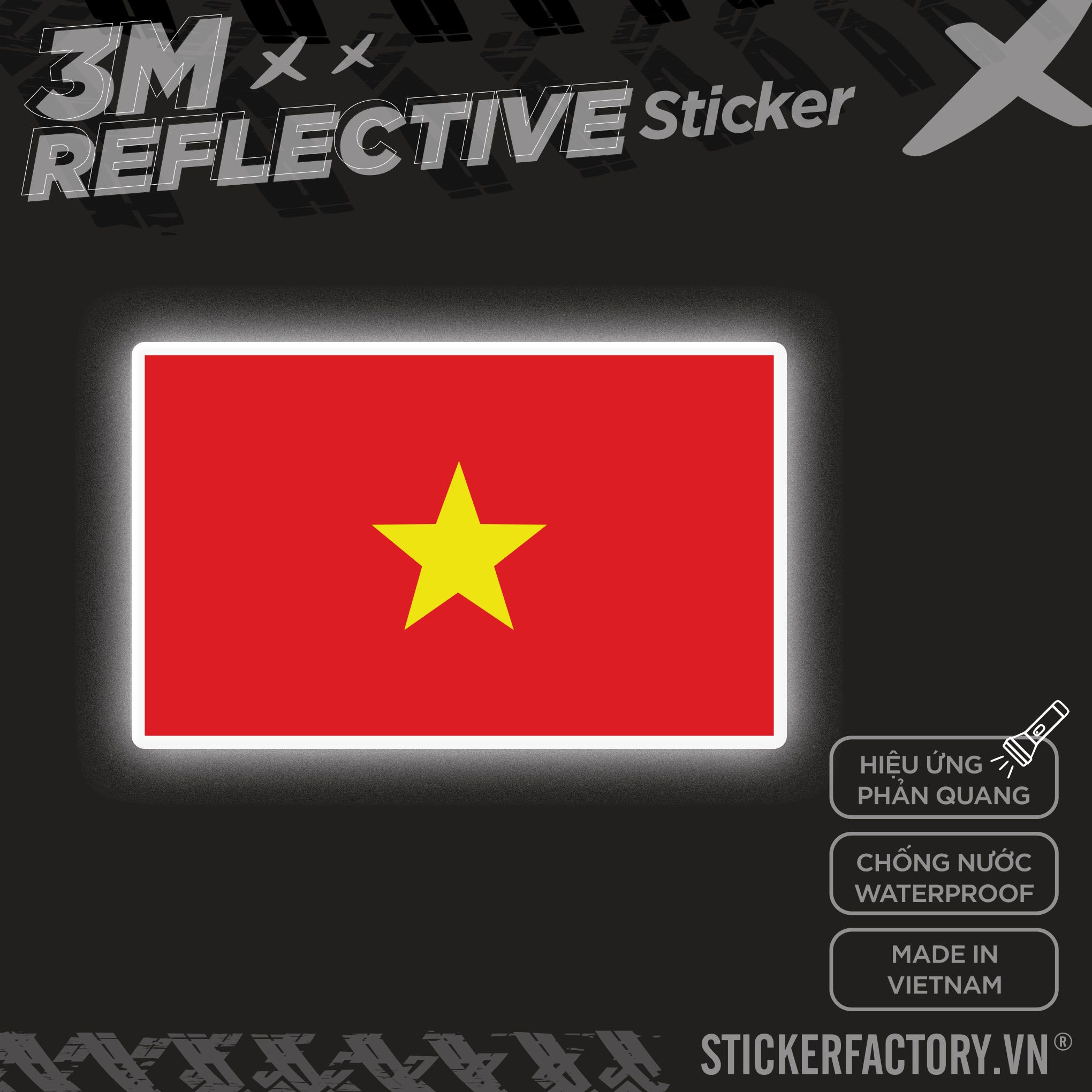 VIETNAM FLAG 3M - Reflective Sticker Die-cut