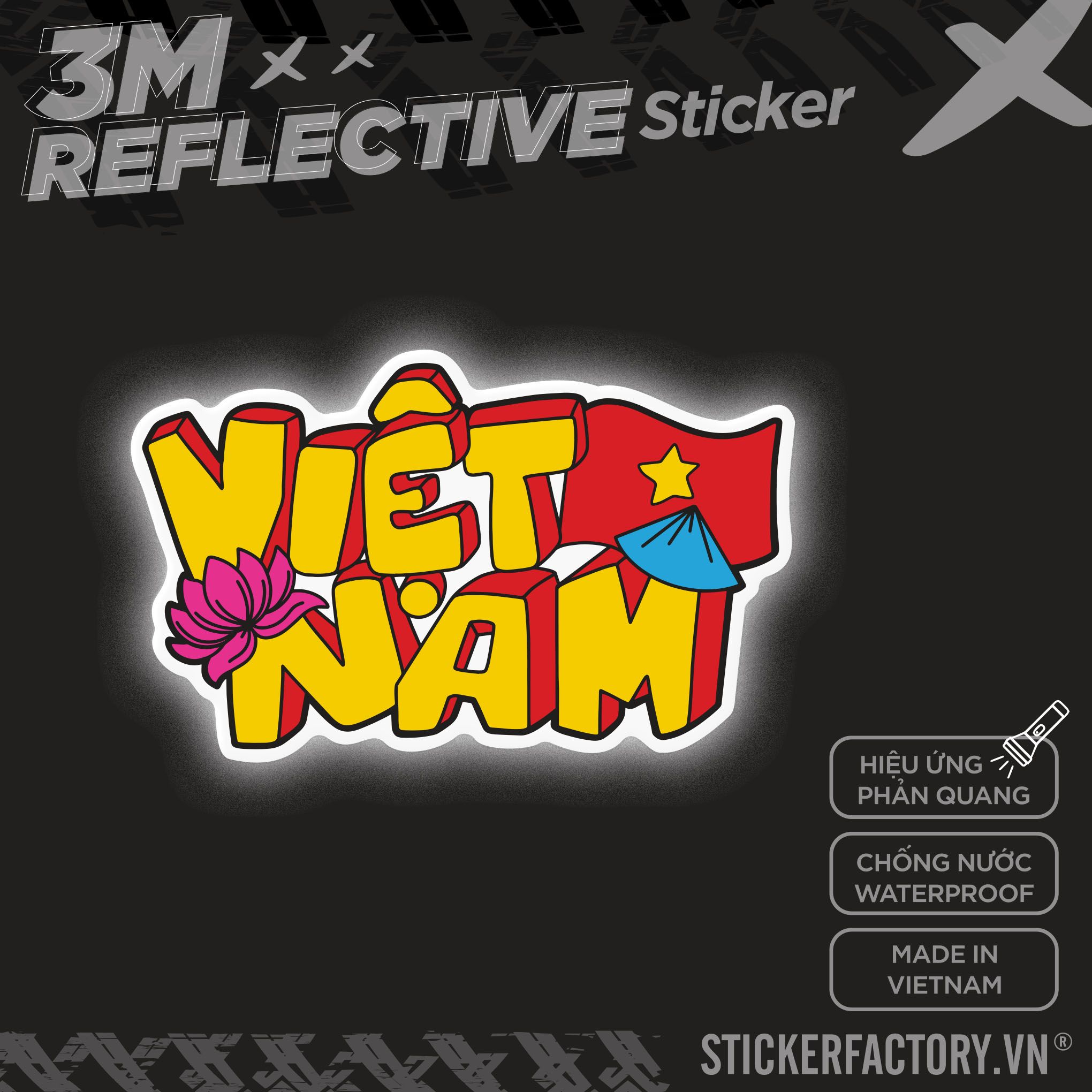 VIETNAM TYPOGRAPHY 3M - Reflective Sticker Die-cut