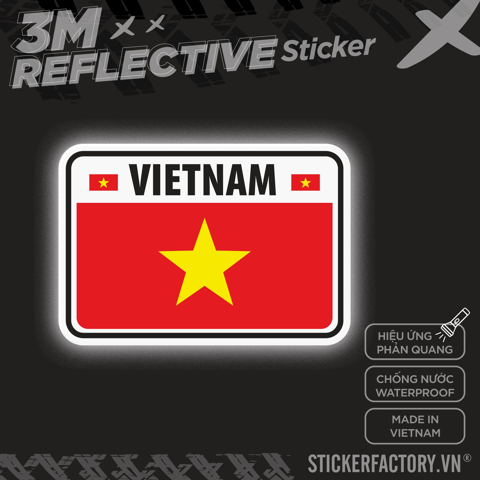 VIETNAM FLAG RECTANGLE 3M - Reflective Sticker Die-cut