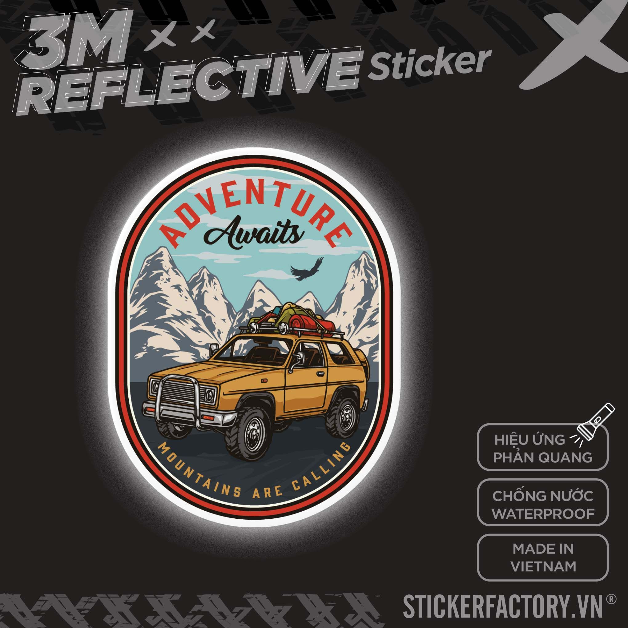 ADVENTURE AWAITS MOUNTAIN ARE CALLING 3M - Reflective Sticker Die-cut